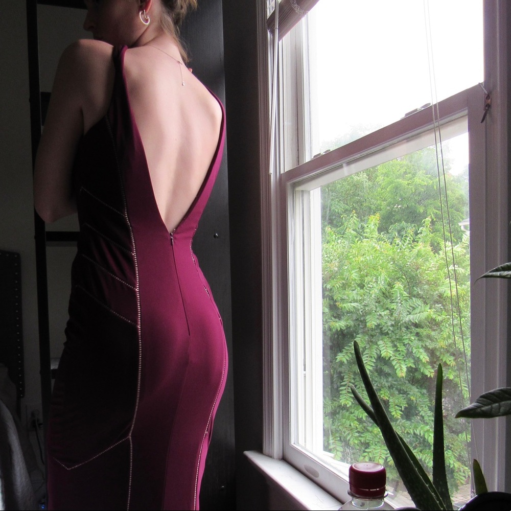 Low-Back Faviana Prom Dress in Burgundy